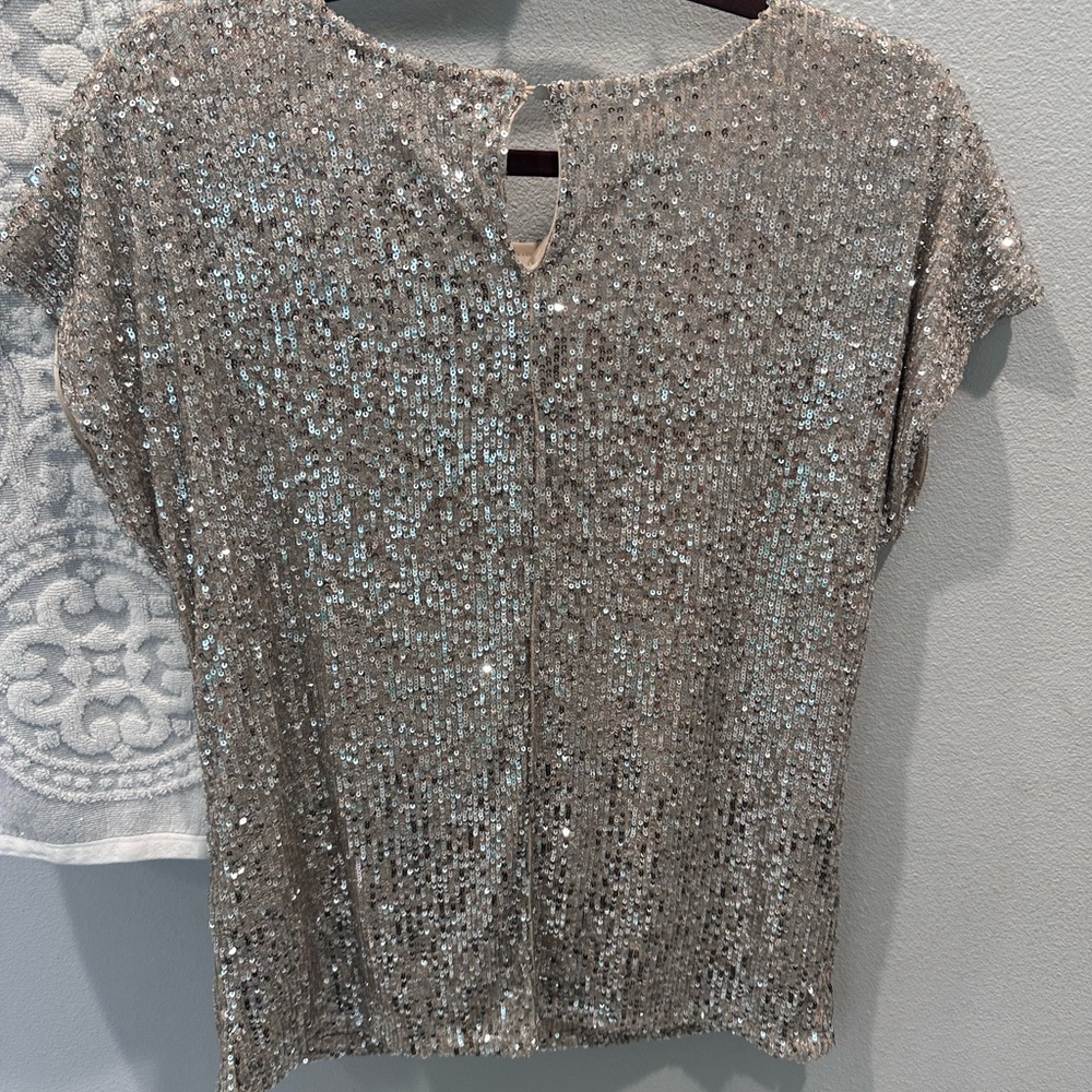 Rachel Zoe Glittering Silver Sequin Blouse - Picture 5 of 7
